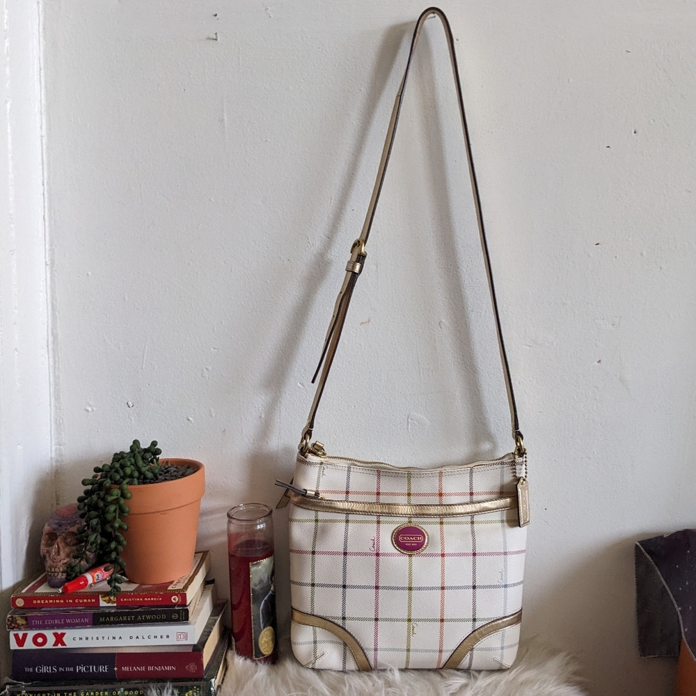 Vintage Coach Tattersall Rainbow Grid Crossbody Purse NOK 1173-F19175 - Picture 9 of 15